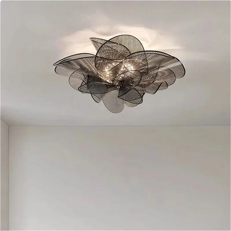 “Art Deco style flower ceiling chandelier with warm LED light”