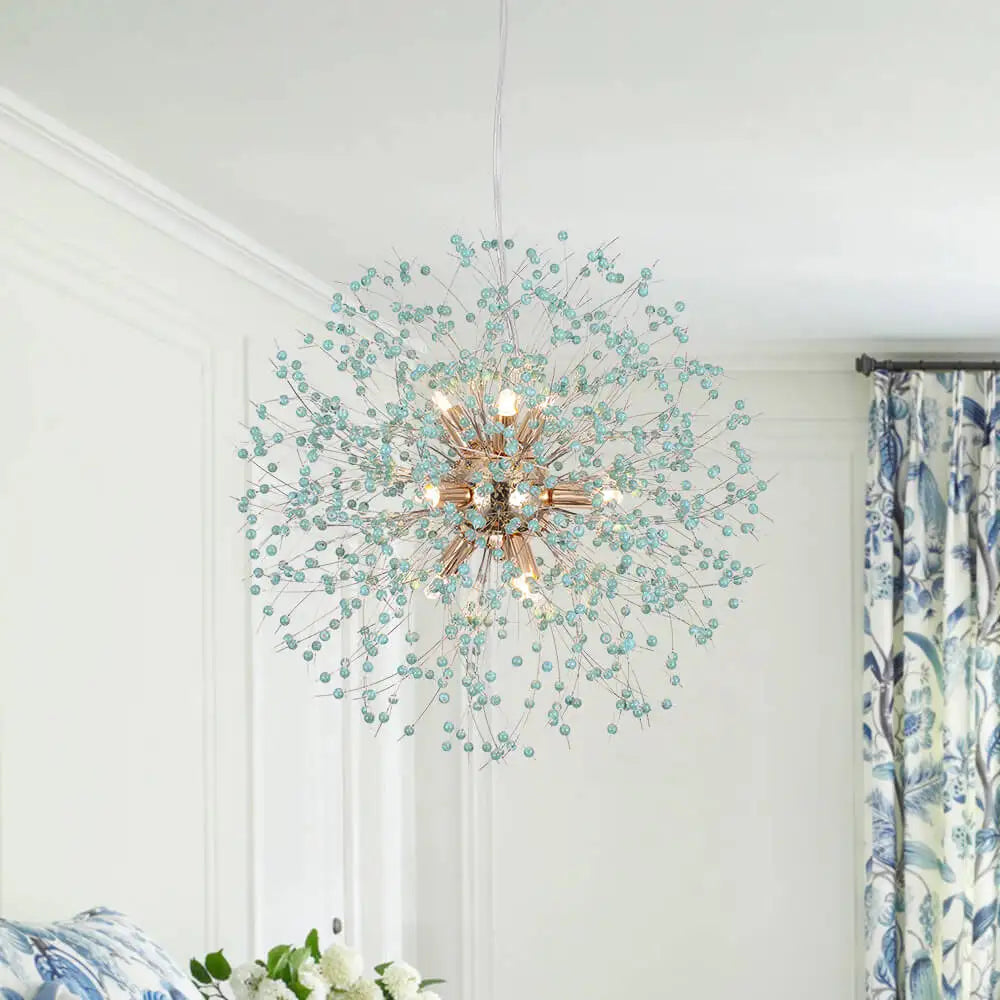 Art Deco crystal chandelier designed for living room statement lighting