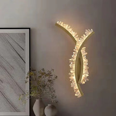 Art deco crystal wall sconce with gold stainless steel body for foyer wall lighting