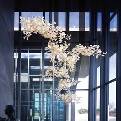 Staircase statement chandelier compatible with E14 LED bulbs included