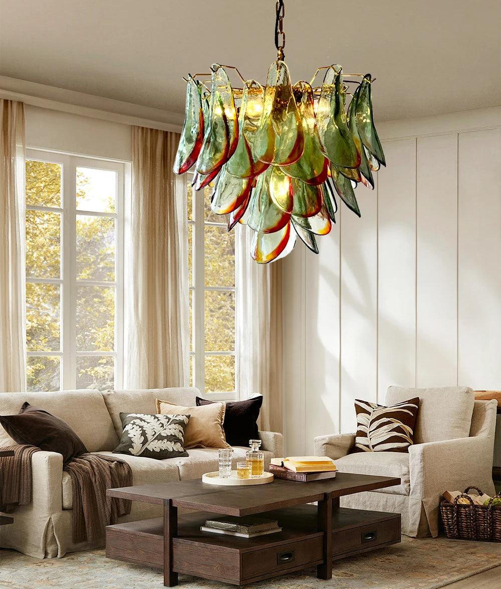 “Art glass petal pendant light for dining table”