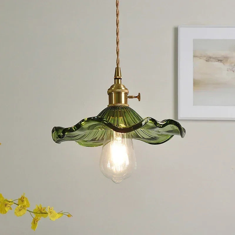 “Handcrafted vintage art glass pendant lamp for dining room”