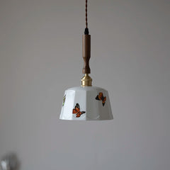 “Artisan pendant light with white ceramic shade and copper”