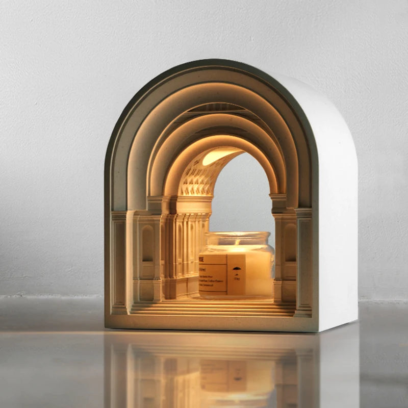 “Athens school melting wax lamp with gypsum arch design”