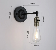 Gold Industrial Adjustable Folding Wall Sconce Exposed Bulb Design