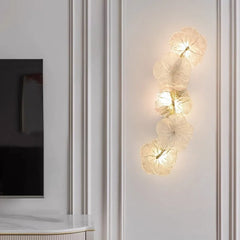 “Designer beige glass flower wall lamp, creative accent lighting”