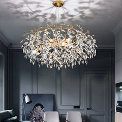 Branch crystal chandelier with polished copper finish for living room ceiling lighting