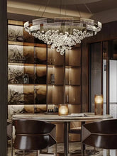 Bubble glass cluster chandelier in an Art Deco ceiling design