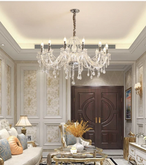 Gold Crystal Candelabra Chandelier with Flame Tip Bulbs