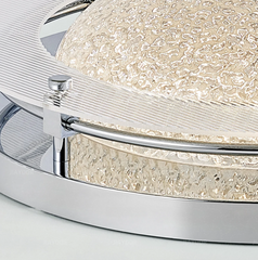 Chrome Flush Mount Light with Frosted Glass Shade and Textured Ring