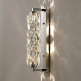 Chrome-finish crystal wall sconce with stainless steel body for hallway wall lighting