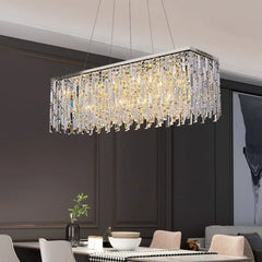 “Chrome E14 LED dining room pendant chandelier by Liglite”