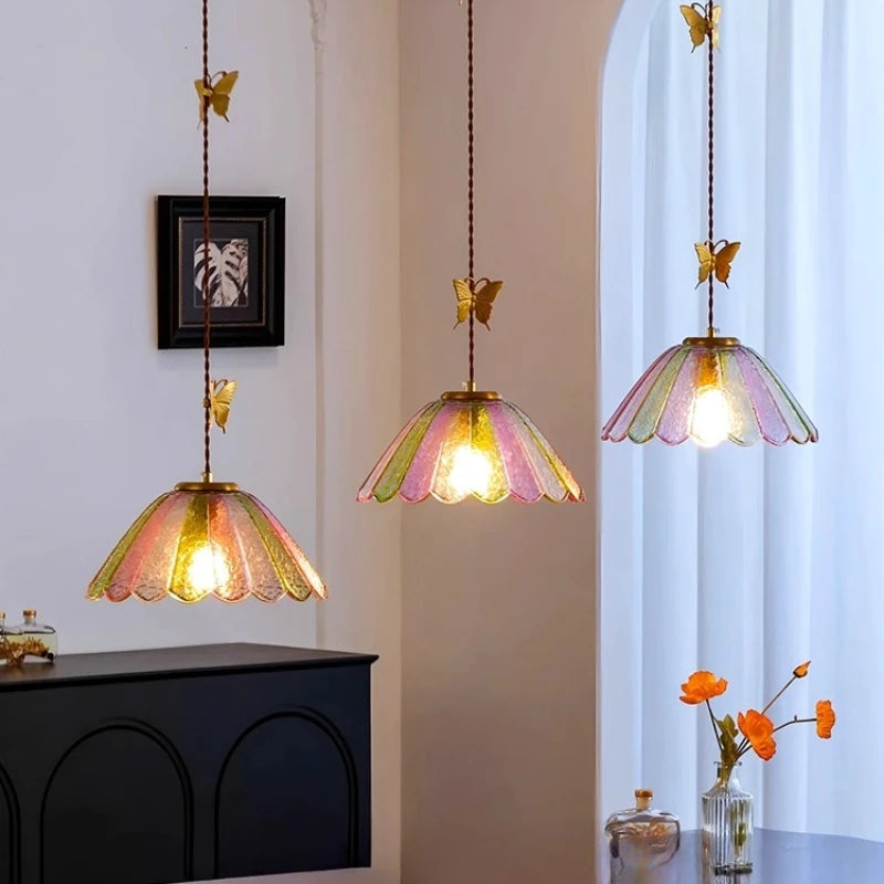 “Colorful ice cracking glass ceiling lamp for villa, restaurant, or home”