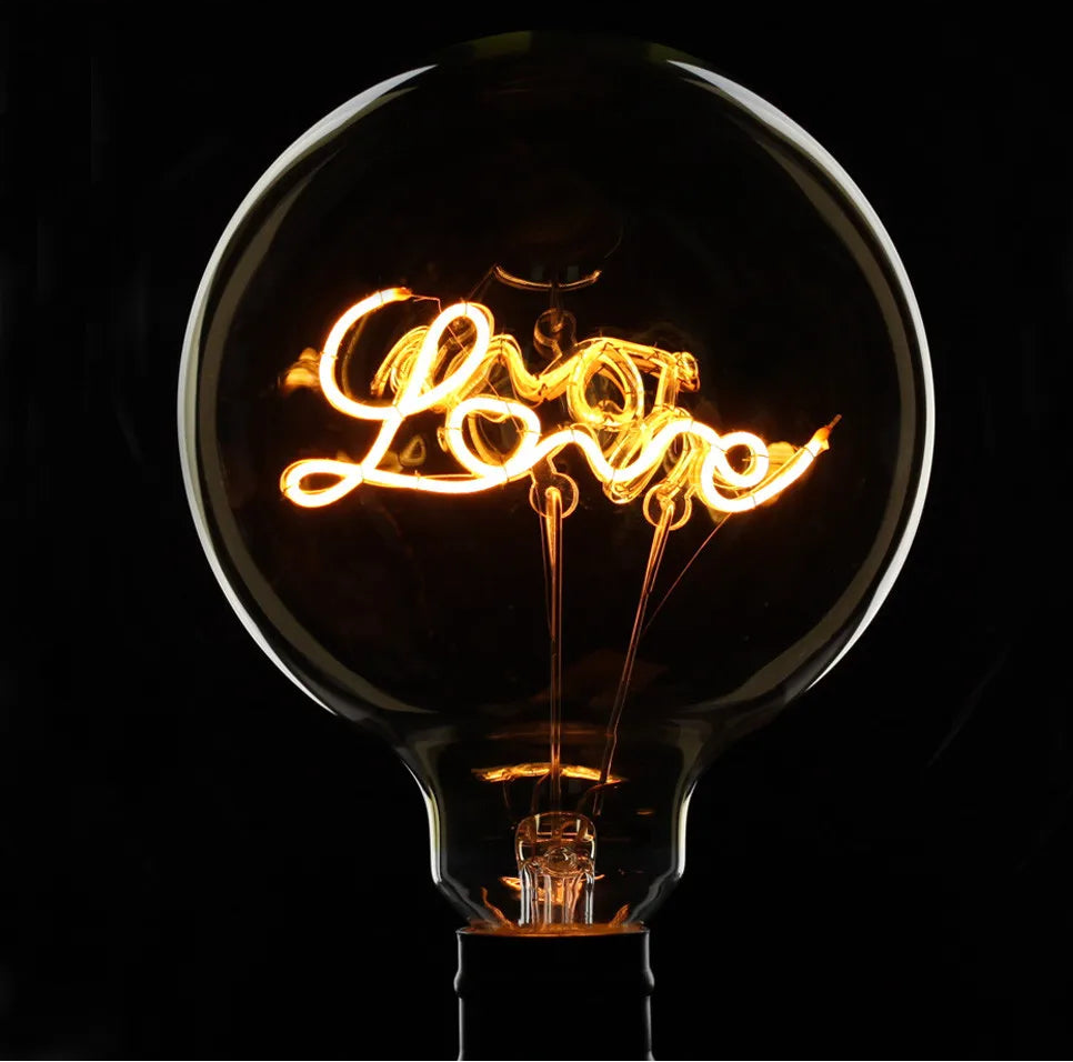 “Retro letter filament globe bulb for restaurant, bar, or home decor lamp”