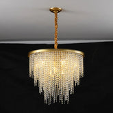 “Crystal beads fringe gold pendant light for kitchen or restaurant”