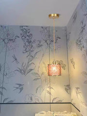 “Crystal glass pendant lamp, geometric pattern, E27 LED, copper socket, 3-year warranty”