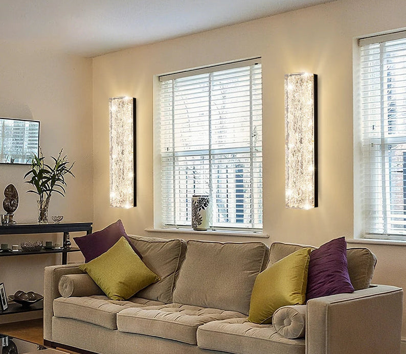 Crystal shade glass wall sconce with dimmable light for bedroom walls