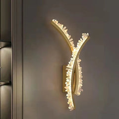 Gold wall-mounted sconce with plated stainless steel for dining room feature wall lighting