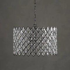 Round crystal chandelier compatible with E27 LED bulbs included