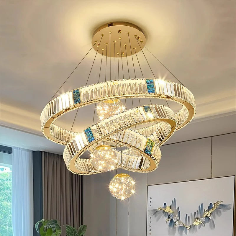 “Dimmable LED multi-ring pendant light for modern interiors”
