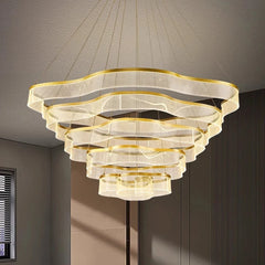 “Dimmable modern pendant light with layered rings”