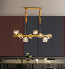 Linear modern pendant light designed for bedroom ambient ceiling illumination