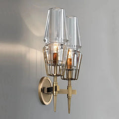 “Contemporary clear glass wall sconce, modern dining lighting”