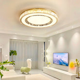 “Double layer ring crystal ceiling lamp for living room”
