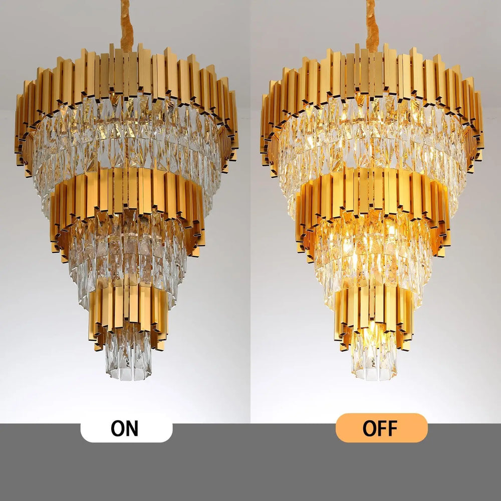 Crystal ceiling chandelier designed for high-ceiling entryway lighting