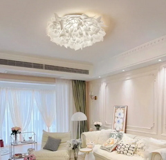 White Petal Flush Mount Light Modern Flower Ceiling Lamp