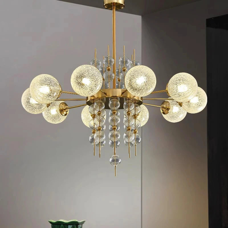 “Elegant stone glass globe chandelier lighting”