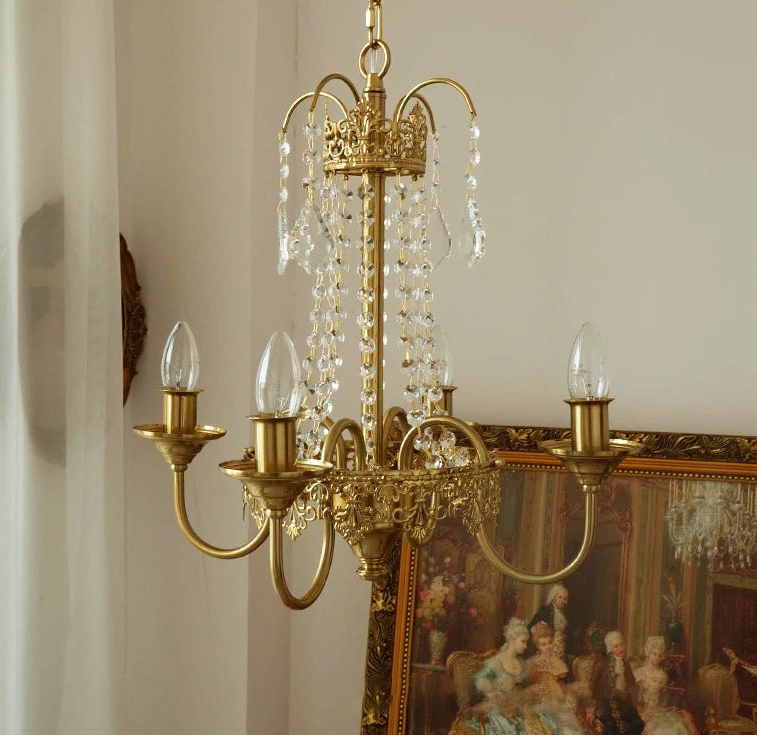 “Art Deco candle pendant lamp with crystals for staircases”