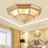 “European full copper glass LED ceiling light for hotel or bedroom”