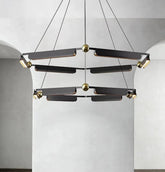 Modern black and gold metal chandelier for villa living rooms