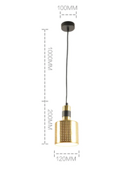 Gold Metal Dome Pendant Light with Frosted Glass Shade