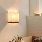 “French cream linen wall lamp, LED included, modern up and down lighting”