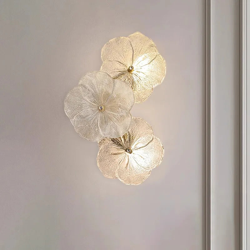 “French glass flower wall lamp, romantic luxury sconce by Liglite”