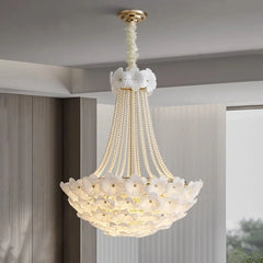 “French glass petal chandelier for luxury interiors”