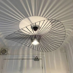 French designer straw hat chandelier for coffee shop or home