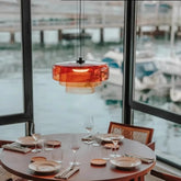 “French three-layer glass LED pendant, retro E27 café or bedroom lamp”