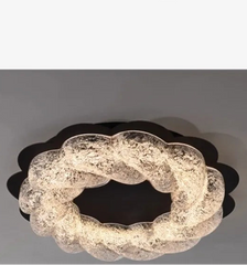 “Artistic Italian resin light fixture with surface mount iron base”