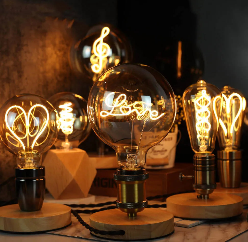 “G125 Edison LED letter bulb, E27 base, warm vintage globe, 3-year warranty”