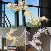 Ginkgo leaf chandelier with clustered botanical silhouette for high ceilings