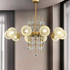 “Modern glass globe chandelier for large dining room”