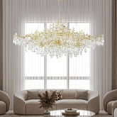 Gold branch crystal chandelier with K9 crystal drops for dining room ceiling lighting