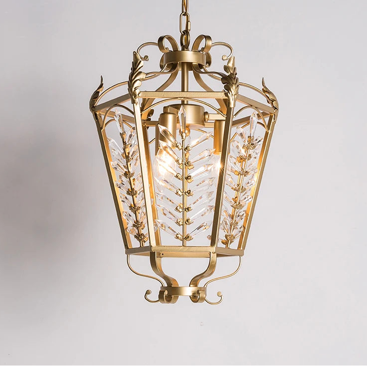 “Gold crystal lantern chandelier for kitchen or bedroom”