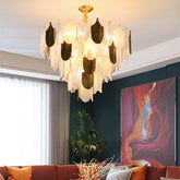 “Gold designer glass chandelier flush mount for upscale interiors”