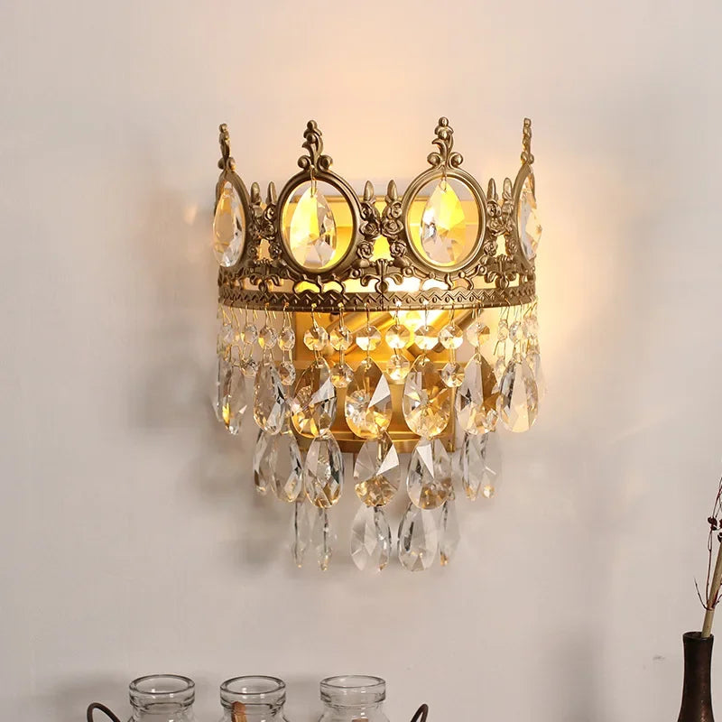 “Gold French flush mount crystal chandelier for bedrooms and boutiques”
