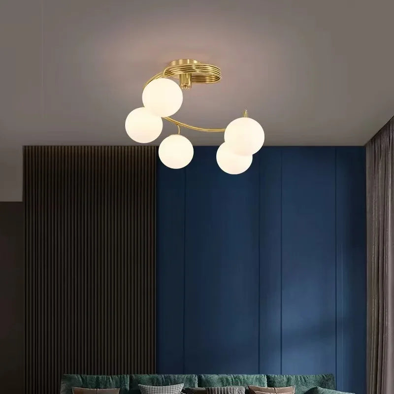 “Gold glass ball chandelier for modern kitchens”