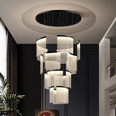 “Grand hotel lobby LED multi-tier acrylic chandelier”